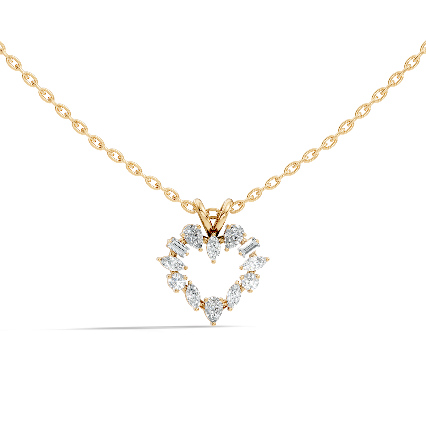 Princess Cut Diamond Necklace Pendant In 14K Solid Gold Anniversary Gift