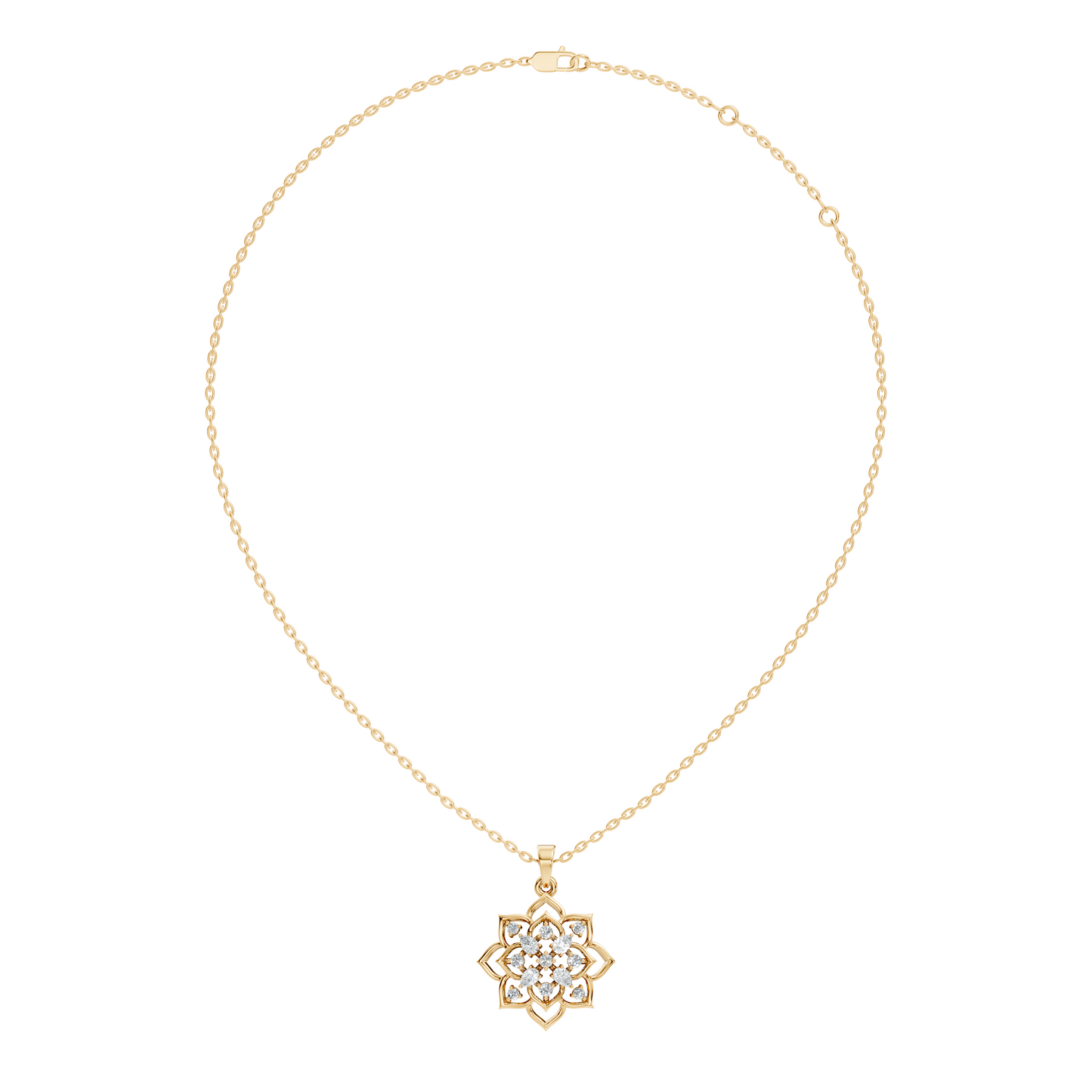 Vintage Inspired 14K Gold Pear Cut Diamond Necklace Pendant Anniversary Gift For Her