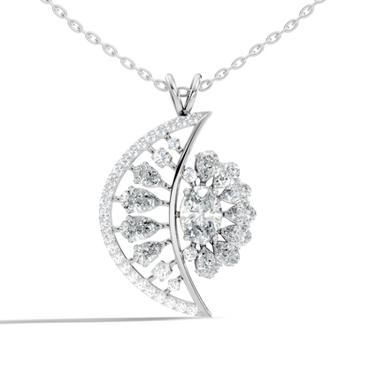 Vintage White Gold Diamond Pendant 3.25 CT Lab-Grown Pear & Oval Diamonds