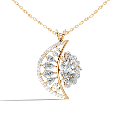 Vintage White Gold Diamond Pendant 3.25 CT Lab-Grown Pear & Oval Diamonds