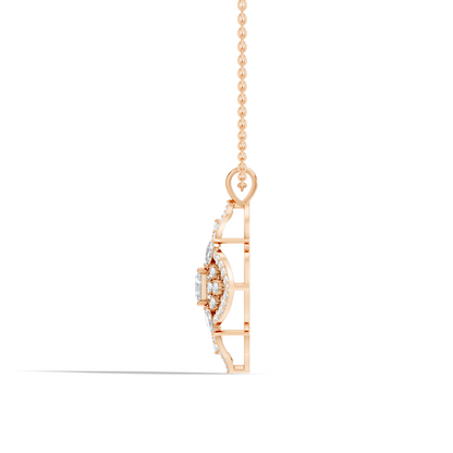 Handcrafted Marquise and Princess Diamond Gold Pendant Special Gift For Her In 14K Solid Gold