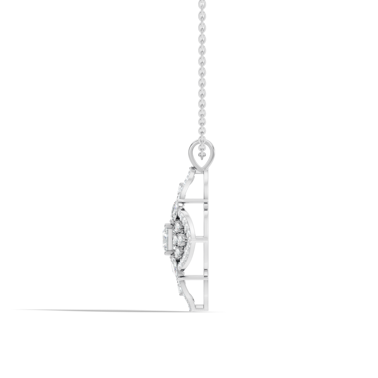 Handcrafted Marquise and Princess Diamond Gold Pendant Special Gift For Her In 14K Solid Gold