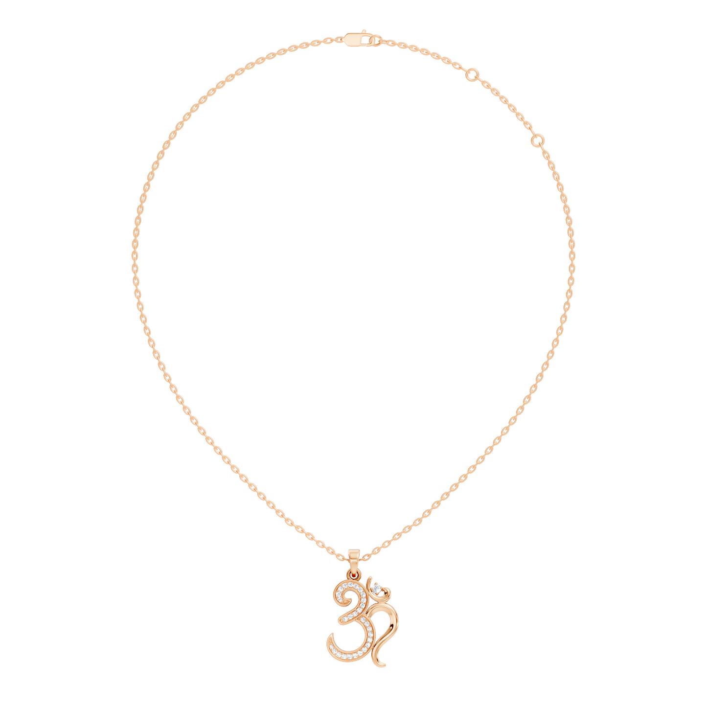 14K Gold Round Cut Diamond Om Pendant for Unisex Spiritual Jewelry