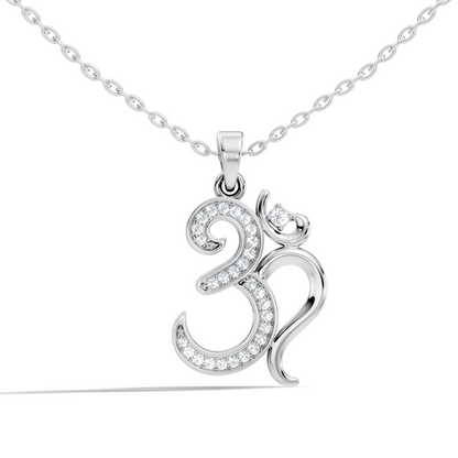 14K Gold Round Cut Diamond Om Pendant for Unisex Spiritual Jewelry
