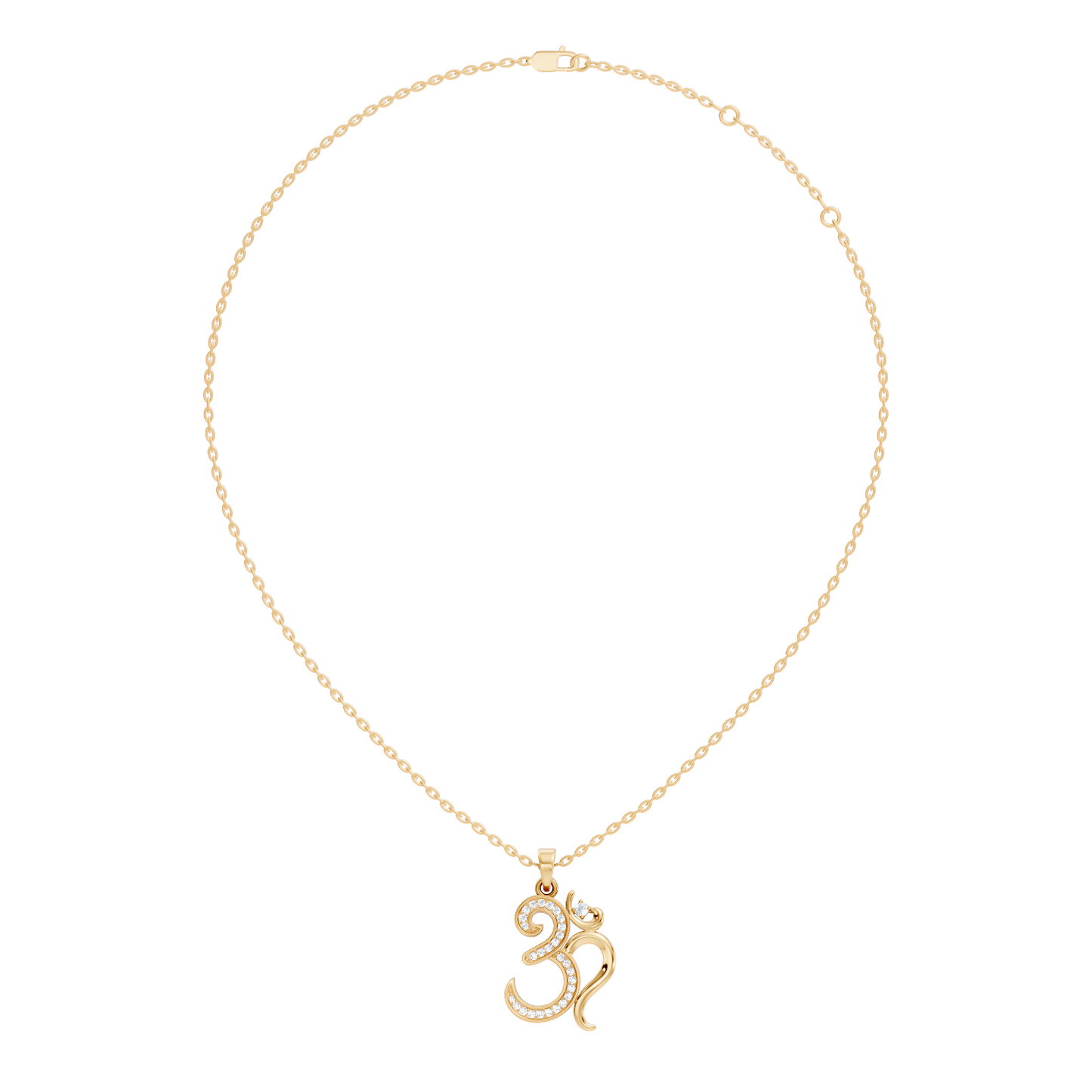 14K Gold Round Cut Diamond Om Pendant for Unisex Spiritual Jewelry
