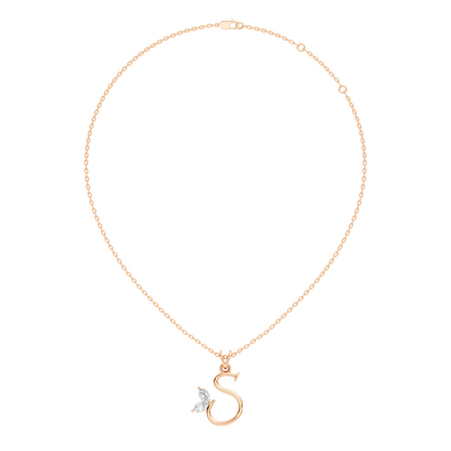 Elegant S Letter Diamond Pendant 0.36 Carat Unisex Jewelry In 14K Solid Yellow Gold