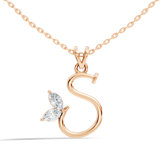 Elegant S Letter Diamond Pendant 0.36 Carat Unisex Jewelry In 14K Solid Yellow Gold