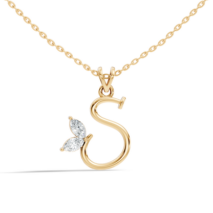 Elegant S Letter Diamond Pendant 0.36 Carat Unisex Jewelry In 14K Solid Yellow Gold