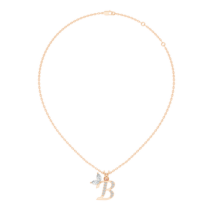 14K Gold Unisex Pendant with Round & Marquise Cut Diamonds Alphabet B Inspired Jewelry