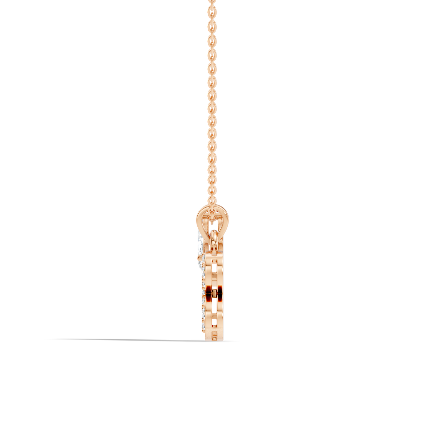 14K Gold Unisex Pendant with Round & Marquise Cut Diamonds Alphabet B Inspired Jewelry