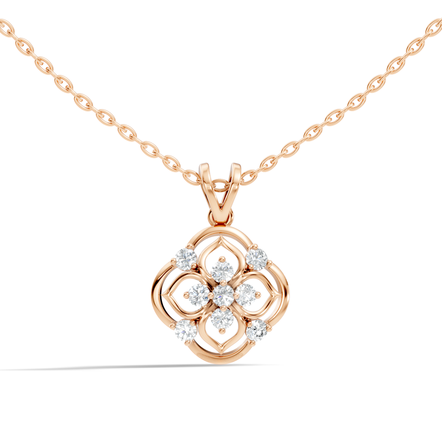 Ecofriendly Gift For Her Vintage Round Cut Diamond Pendant in 14K Gold
