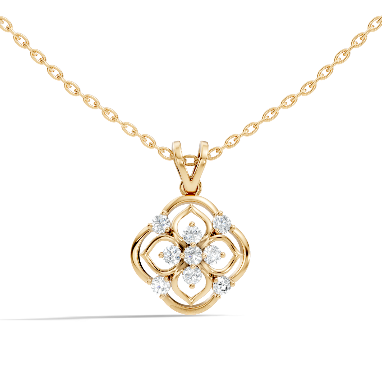Ecofriendly Gift For Her Vintage Round Cut Diamond Pendant in 14K Gold