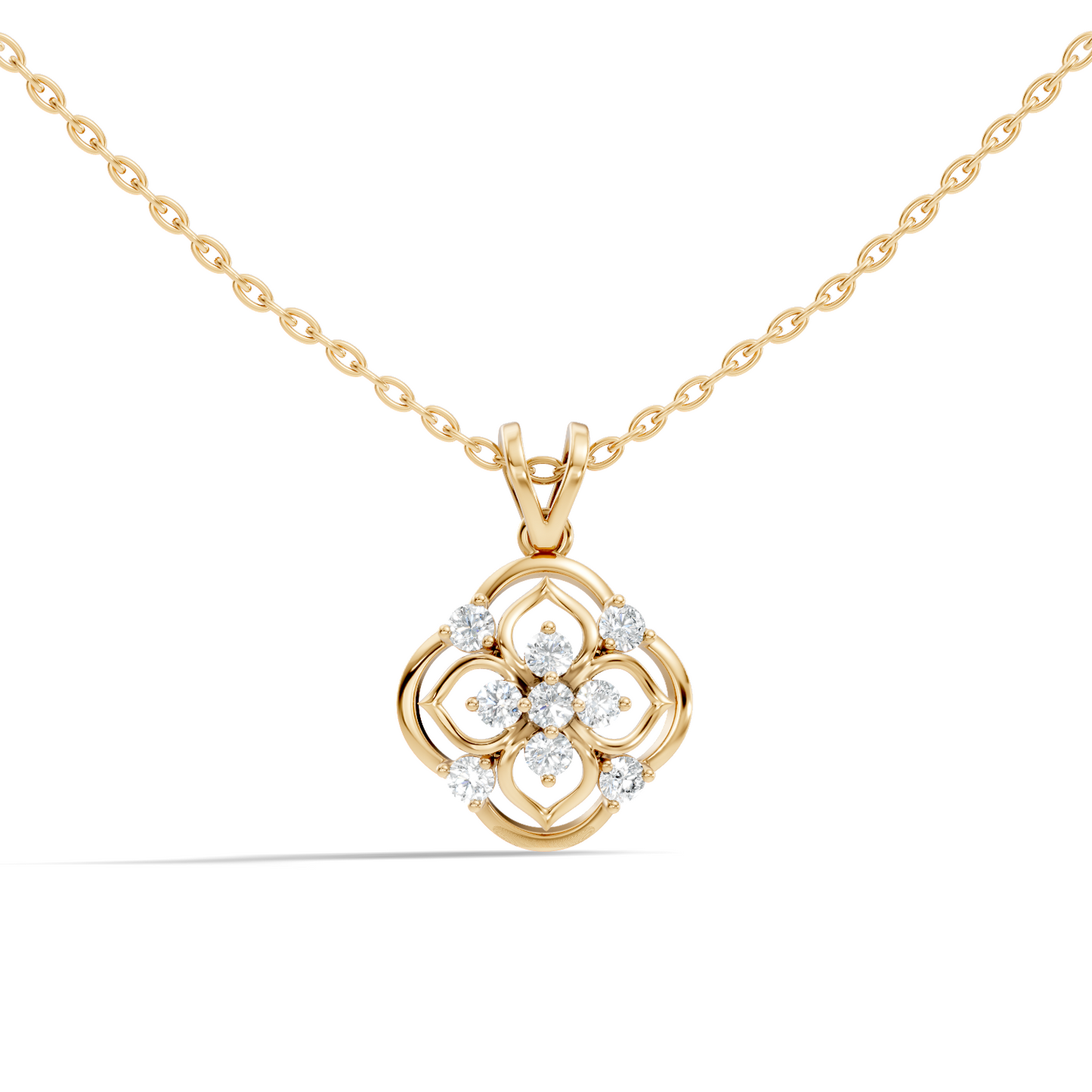 Ecofriendly Gift For Her Vintage Round Cut Diamond Pendant in 14K Gold