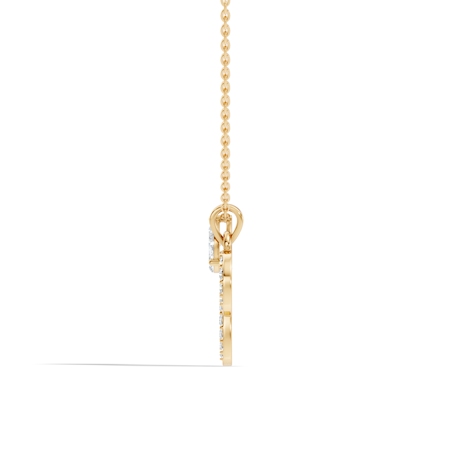 14K Gold Unisex Pendant with Round & Marquise Cut Diamonds Alphabet P Inspired Jewelry