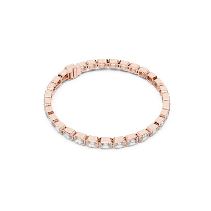 9.30Ct Emerald Cut Top Grade Diamond Elegant Minimalist Bezel Set Vintage Stunning Party Wear Bracelet  For Her