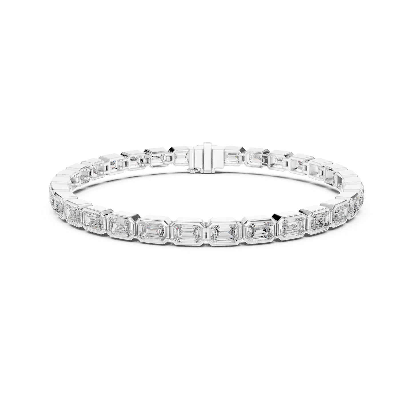 9.30Ct Emerald Cut Top Grade Diamond Elegant Minimalist Bezel Set Vintage Stunning Party Wear Bracelet  For Her