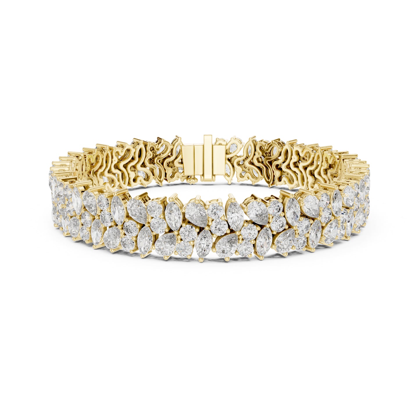 15.48Ct Round, Pear and Marquise Cut Top Grade Lab Grown Diamond Unique Prong Set Bridesmaid Tennis Bracelet