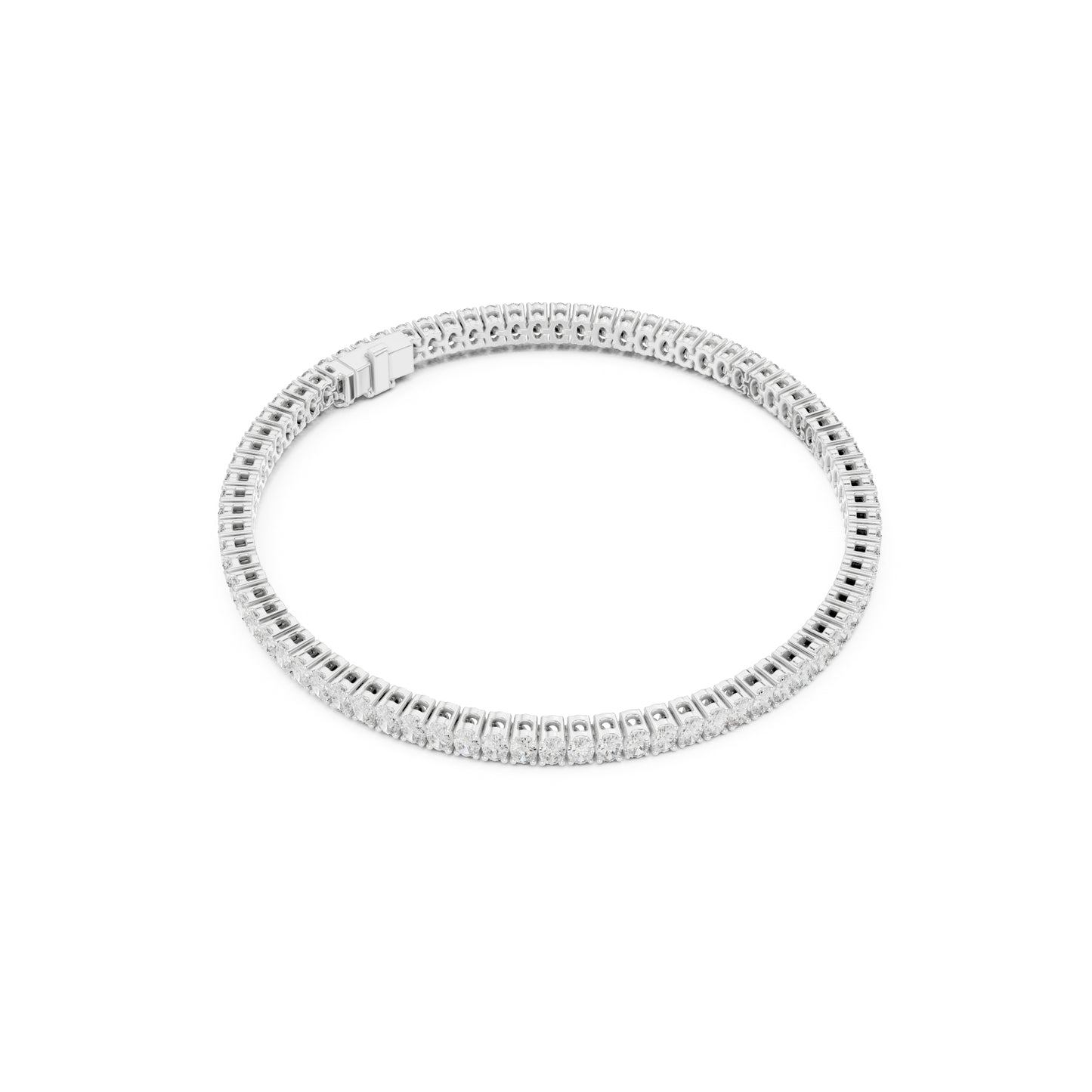 Prong Set 3.95Ct Oval Cut White Colorless Lab Grown Diamond Unique Hand Crafted Dainty Tennis Wedding Wear Bracelet