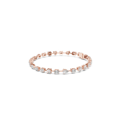4.77Ct Multi Shape Diamond Vintage Cluster 14k Solid Rose Gold Dainty Perfect Handmade Party Wear Tennis Bracelet Gift For Her