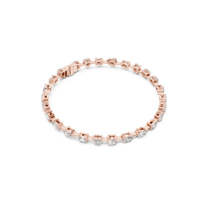 4.77Ct Multi Shape Diamond Vintage Cluster 14k Solid Rose Gold Dainty Perfect Handmade Party Wear Tennis Bracelet Gift For Her
