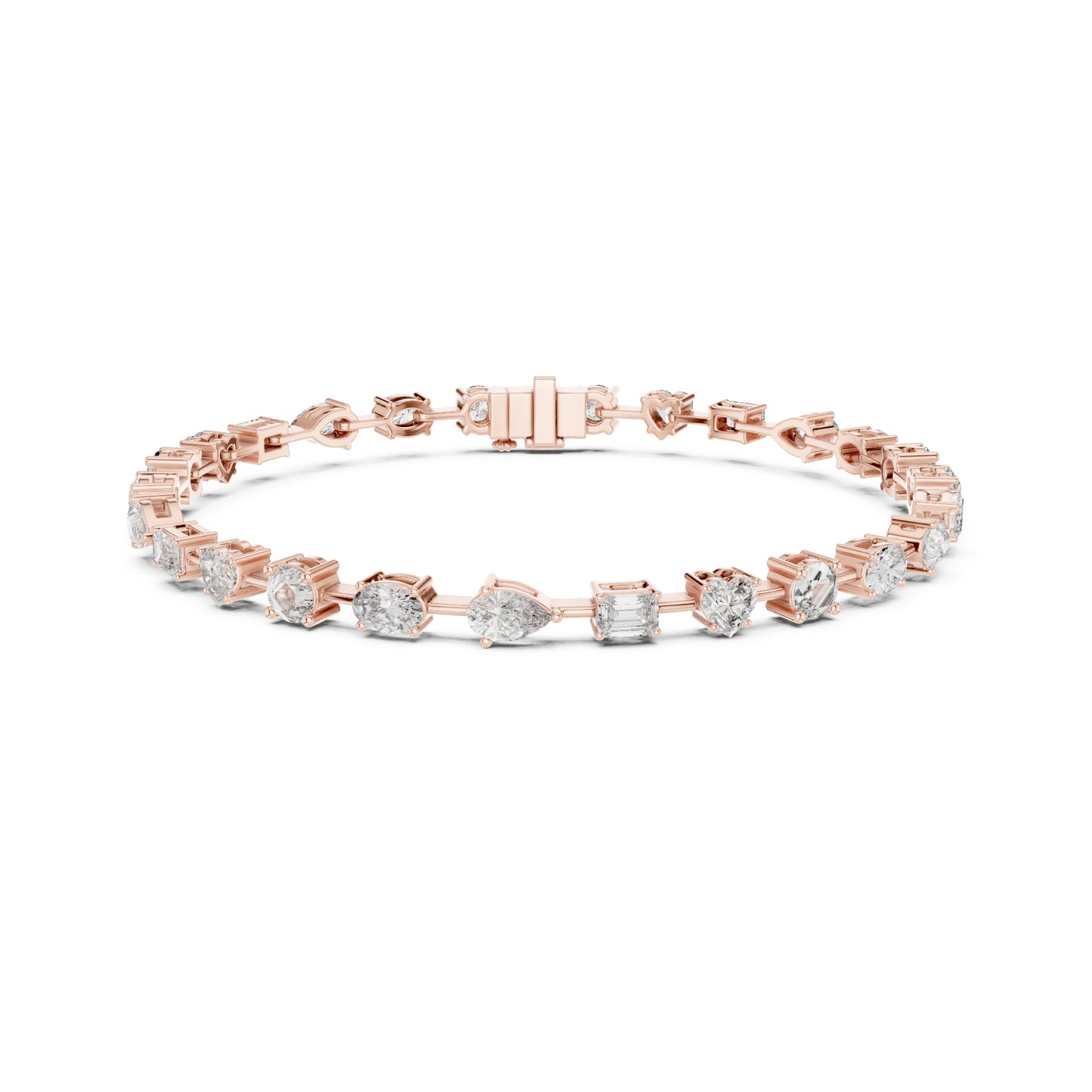 4.77Ct Multi Shape Diamond Vintage Cluster 14k Solid Rose Gold Dainty Perfect Handmade Party Wear Tennis Bracelet Gift For Her