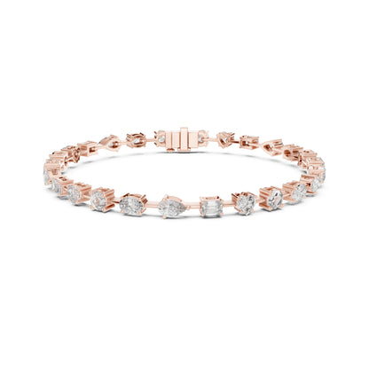 4.77Ct Multi Shape Diamond Vintage Cluster 14k Solid Rose Gold Dainty Perfect Handmade Party Wear Tennis Bracelet Gift For Her