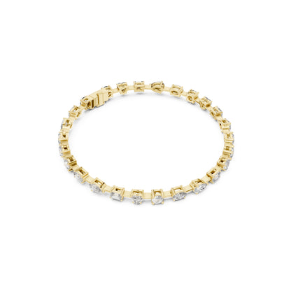 4.77Ct Multi Shape Diamond Vintage Cluster 14k Solid Rose Gold Dainty Perfect Handmade Party Wear Tennis Bracelet Gift For Her