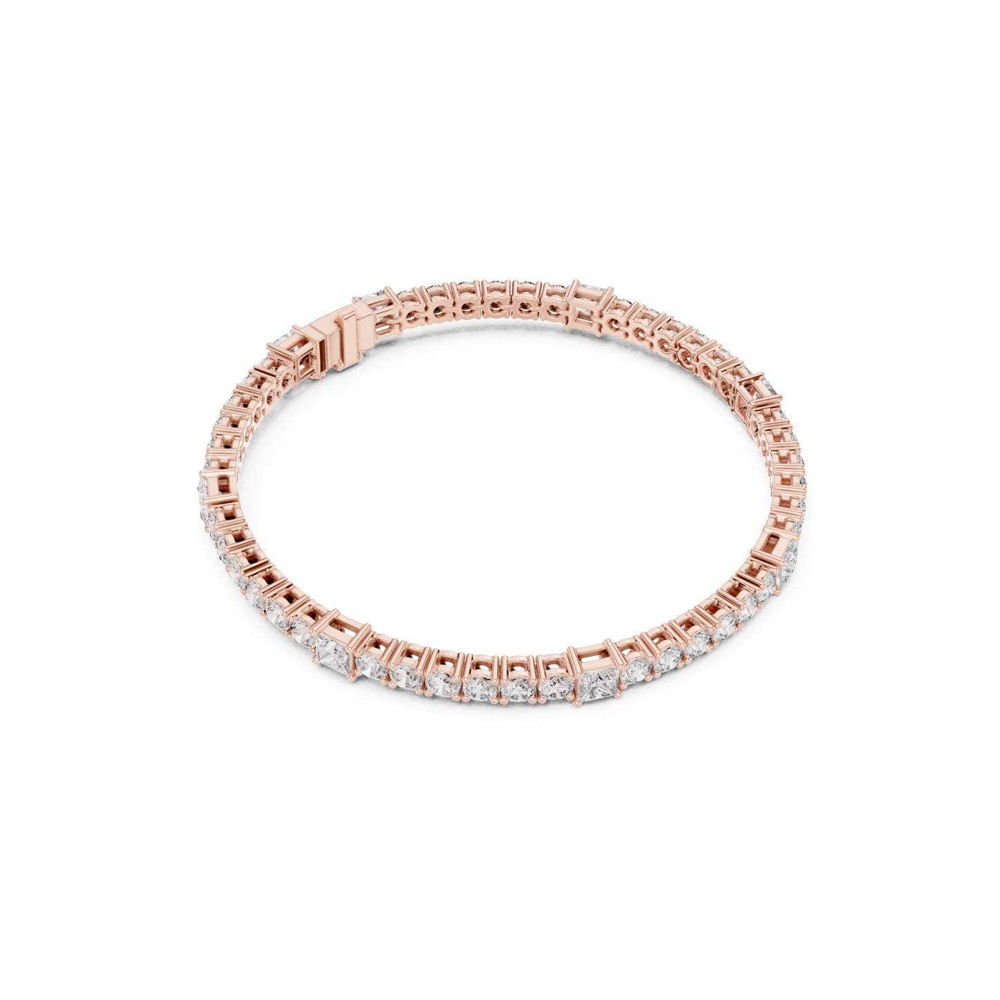 6.52Ct Round and Princess Cut White Colorless Lab Grown Diamond Unique Vintage Elegant Classic Wedding  Bracelet Gift For Women's