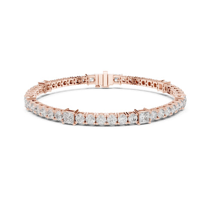 6.52Ct Round and Princess Cut White Colorless Lab Grown Diamond Unique Vintage Elegant Classic Wedding  Bracelet Gift For Women's