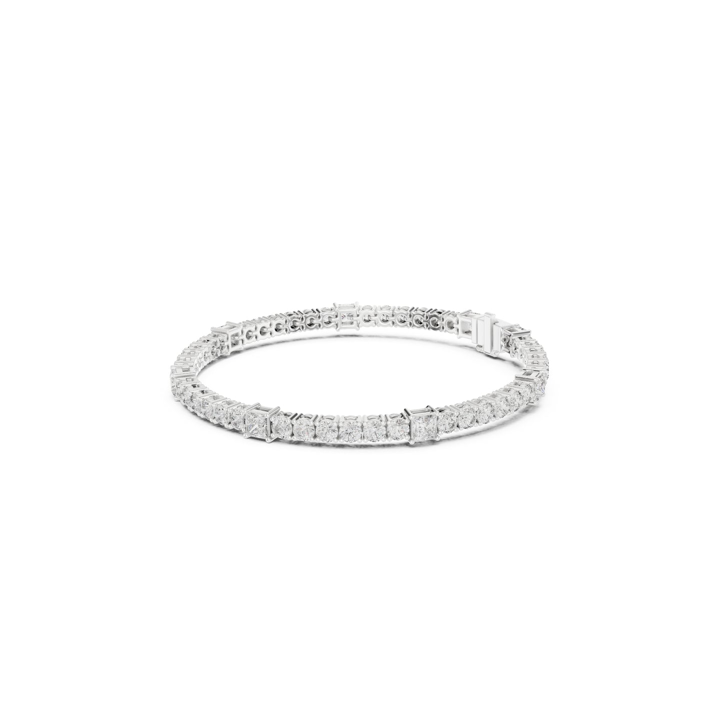 6.52Ct Round and Princess Cut White Colorless Lab Grown Diamond Unique Vintage Elegant Classic Wedding  Bracelet Gift For Women's