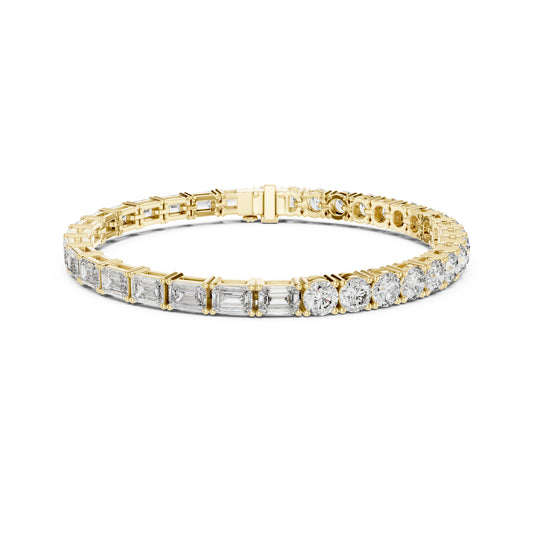 Vintage 13.24 CT Emerald Or Round Cut White Colorless Diamond Prong Set Minimalist Stacking Party Wear Tennis Bracelet For Her