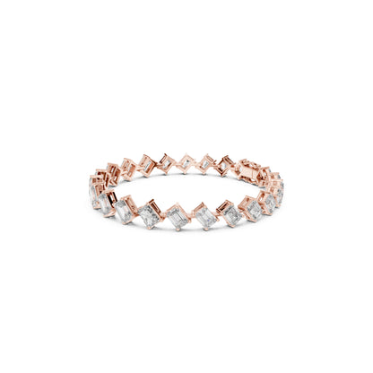 Vintage 15.79 Round Cut Lab Grown & Natural Diamond Unique Delicate Classic Dainty Stackable Tennis Bracelet For Her