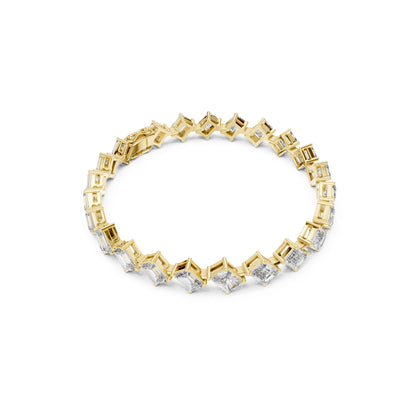 Vintage 15.79 Round Cut Lab Grown & Natural Diamond Unique Delicate Classic Dainty Stackable Tennis Bracelet For Her