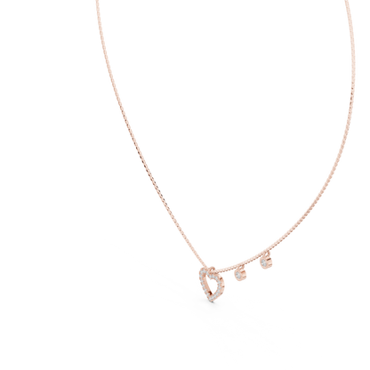 Heart Shape Round Cut Natural & Lab Grown Diamond 14k Rose Gold  Very Sparkle  Classic Necklace For Her