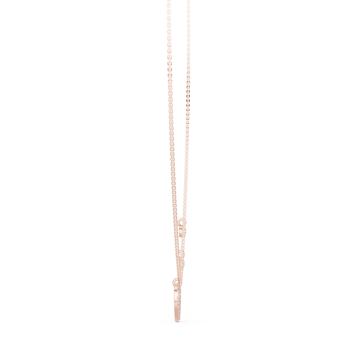 Heart Shape Round Cut Natural & Lab Grown Diamond 14k Rose Gold Very Sparkle Classic Necklace For Her