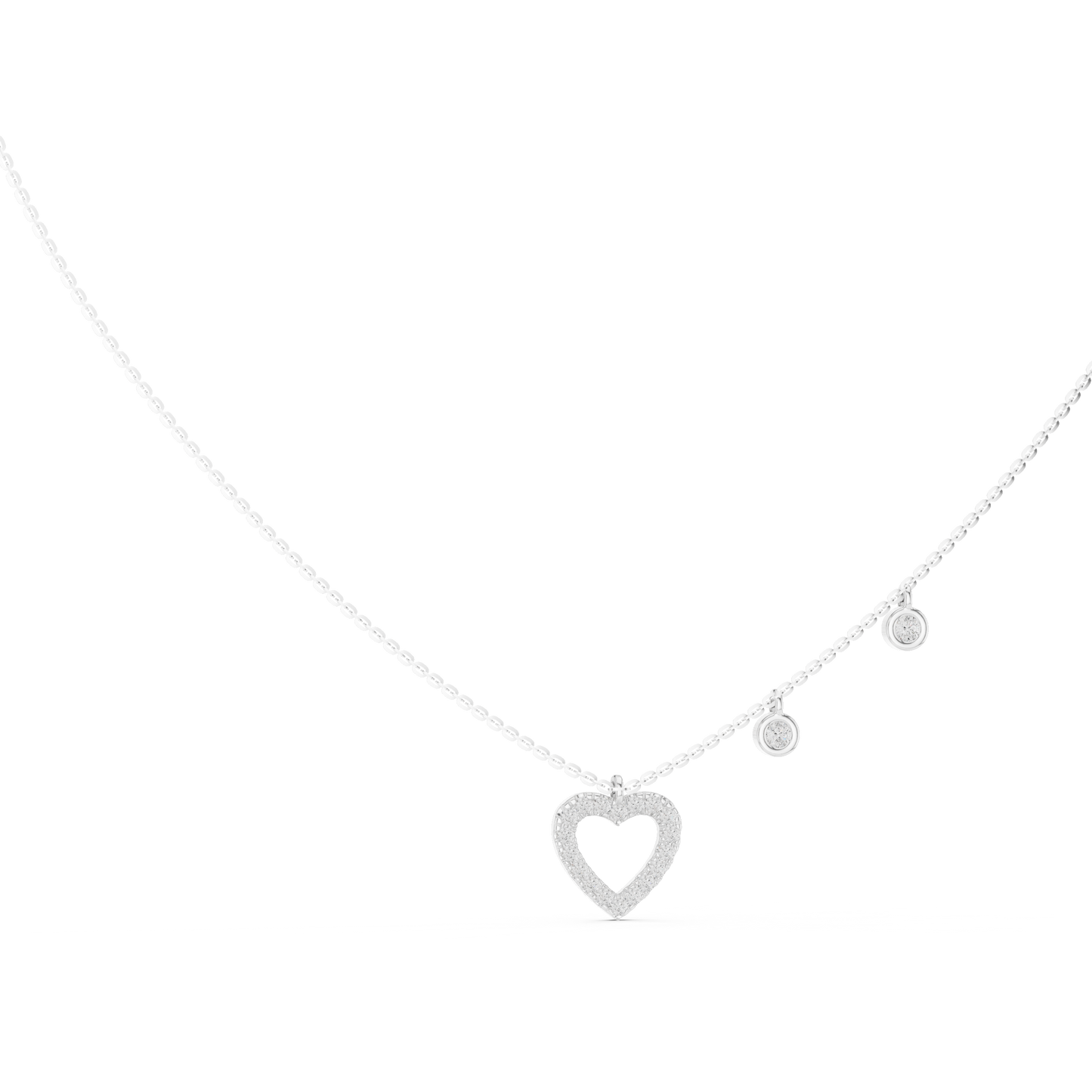 Heart Shape Round Cut Natural & Lab Grown Diamond 14k Rose Gold Very Sparkle Classic Necklace For Her