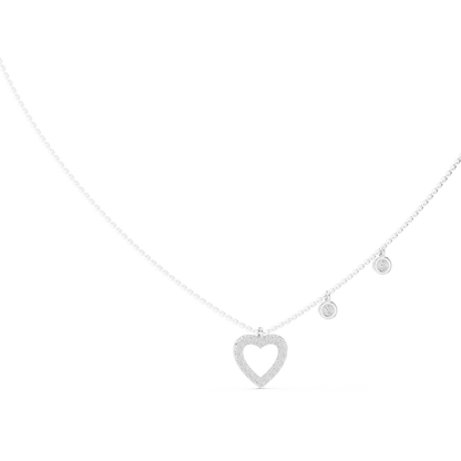 Heart Shape Round Cut Natural & Lab Grown Diamond 14k Rose Gold  Very Sparkle  Classic Necklace For Her