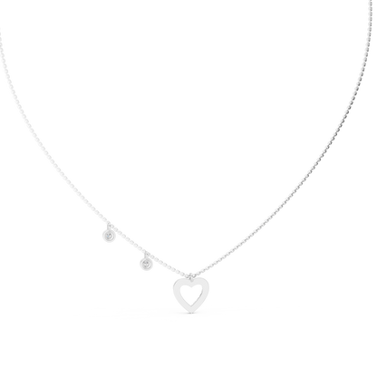 Heart Shape Round Cut Natural & Lab Grown Diamond 14k Rose Gold  Very Sparkle  Classic Necklace For Her
