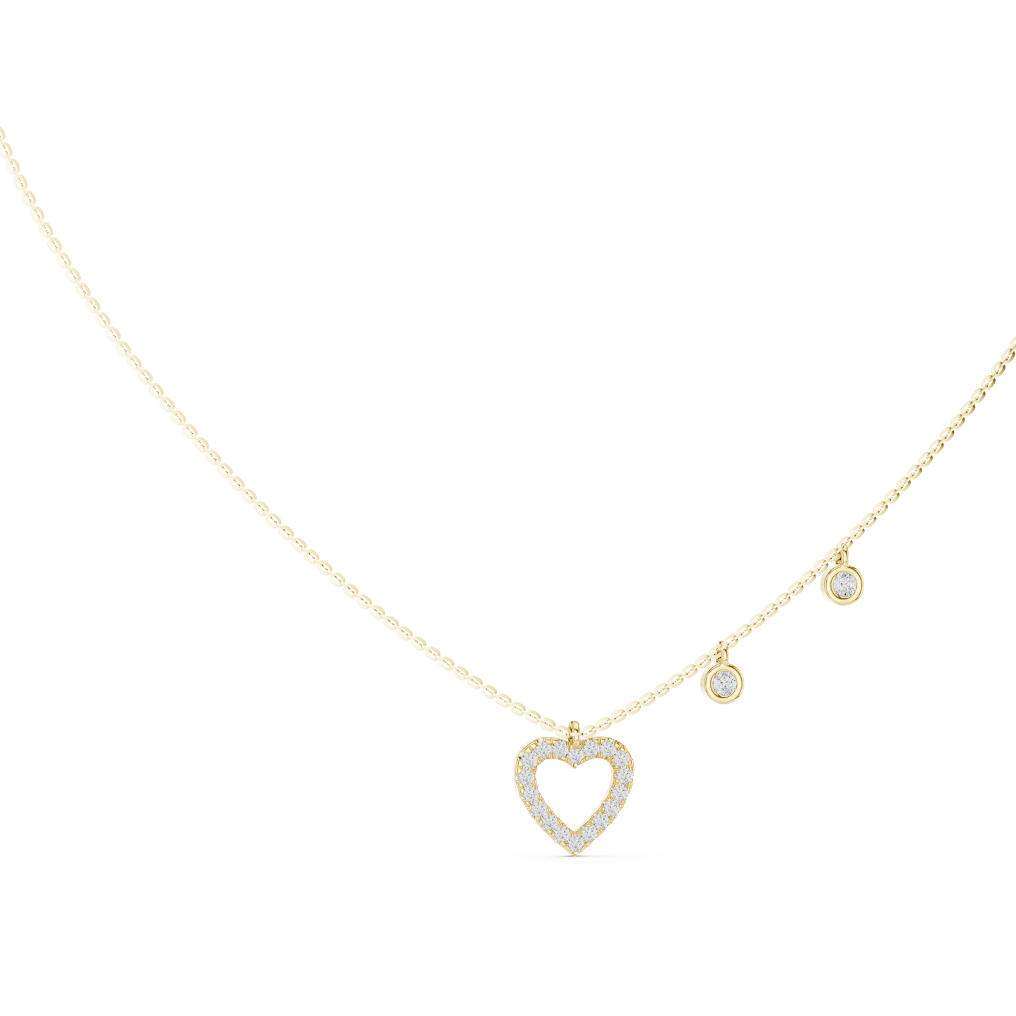 Heart Shape Round Cut Natural & Lab Grown Diamond 14k Rose Gold Very Sparkle Classic Necklace For Her