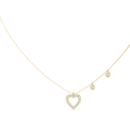 Heart Shape Round Cut Natural & Lab Grown Diamond 14k Rose Gold  Very Sparkle  Classic Necklace For Her