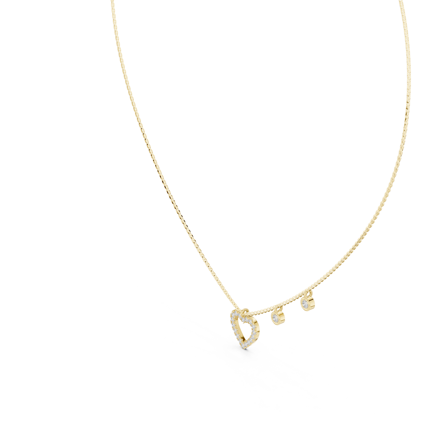 Heart Shape Round Cut Natural & Lab Grown Diamond 14k Rose Gold Very Sparkle Classic Necklace For Her
