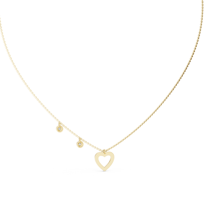 Heart Shape Round Cut Natural & Lab Grown Diamond 14k Rose Gold  Very Sparkle  Classic Necklace For Her