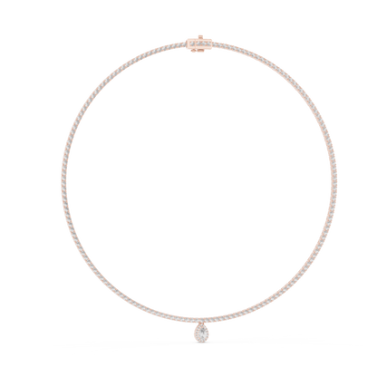 4.53 Ct Round & Pear Shape Lab Grown Solid vintage Diamond Necklace For Anniversary Gift