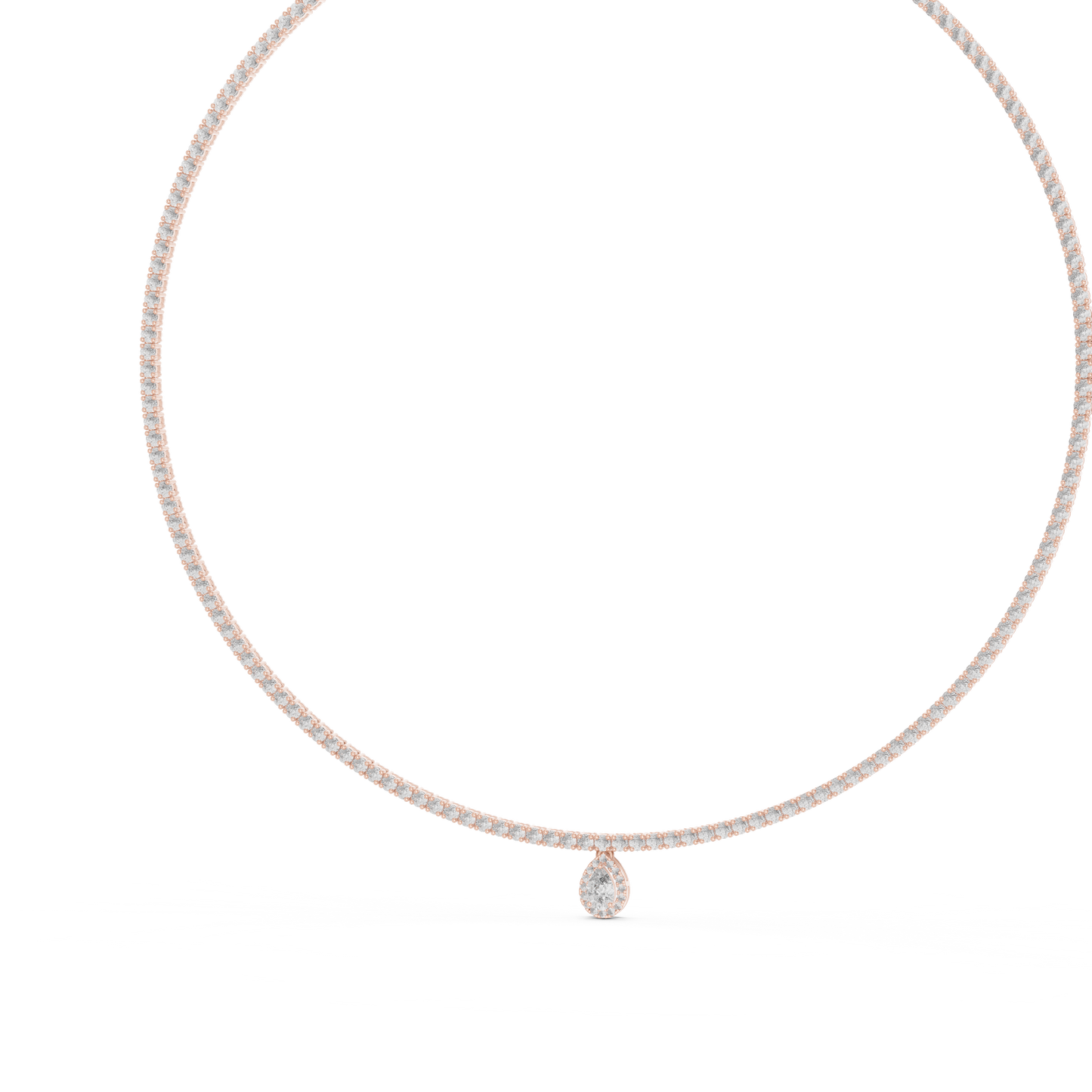 4.53 Ct Round & Pear Shape Lab Grown Diamond Solid vintage Women Necklace For Anniversary Gift