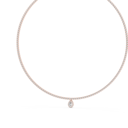 4.53 Ct Round & Pear Shape Lab Grown Solid vintage Diamond Necklace For Anniversary Gift