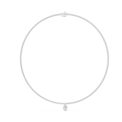 4.53 Ct Round & Pear Shape Lab Grown Solid vintage Diamond Necklace For Anniversary Gift