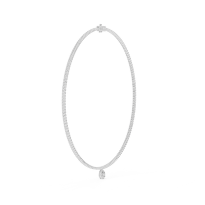 4.53 Ct Round & Pear Shape Lab Grown Solid vintage Diamond Necklace For Anniversary Gift