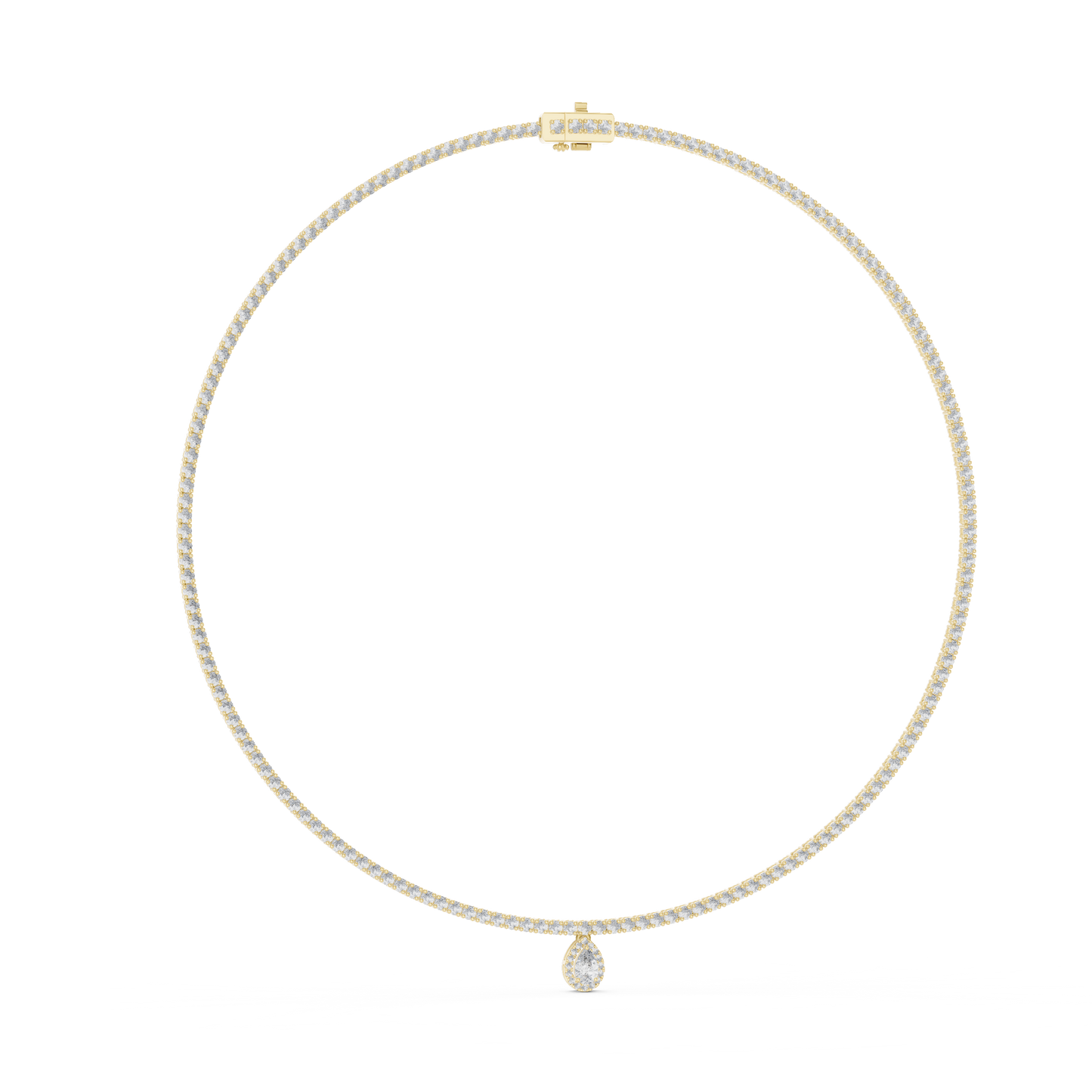 4.53 Ct Round & Pear Shape Lab Grown Diamond Solid vintage Women Necklace For Anniversary Gift