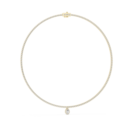 4.53 Ct Round & Pear Shape Lab Grown Solid vintage Diamond Necklace For Anniversary Gift