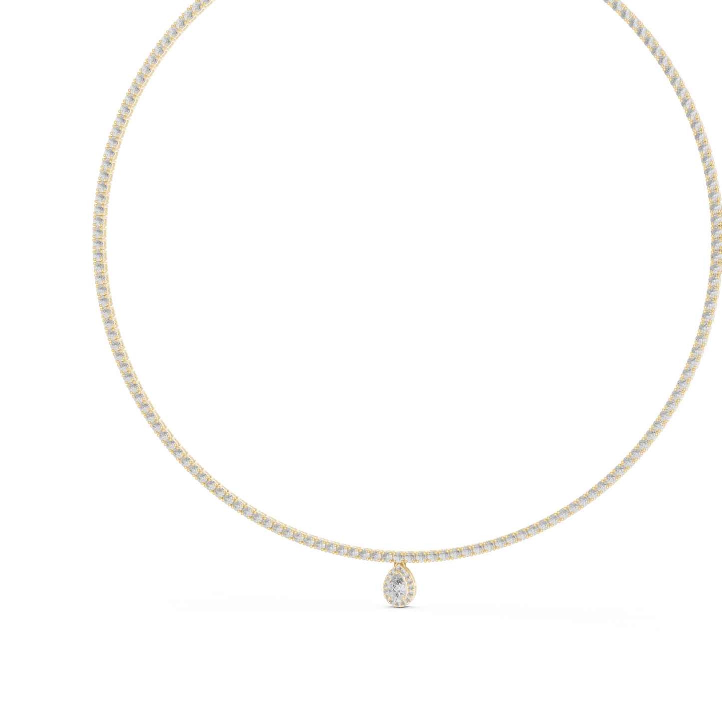 4.53 Ct Round & Pear Shape Lab Grown Diamond Solid vintage Women Necklace For Anniversary Gift